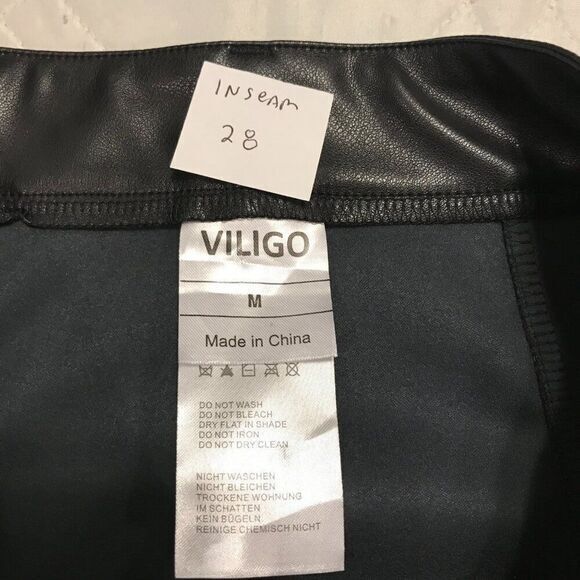 Viligo Flare Leg Black Faux Leather pants size M - Picture 3 of 4